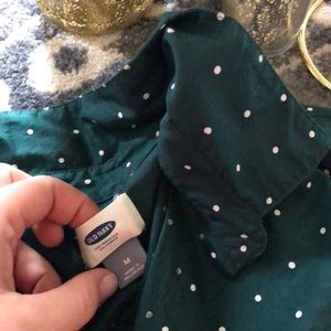 Deep green layering button down